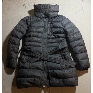 Abercrombie & Fitch Puffer Jacket Women's Medium Full Zip Black Belted Ladies.‎